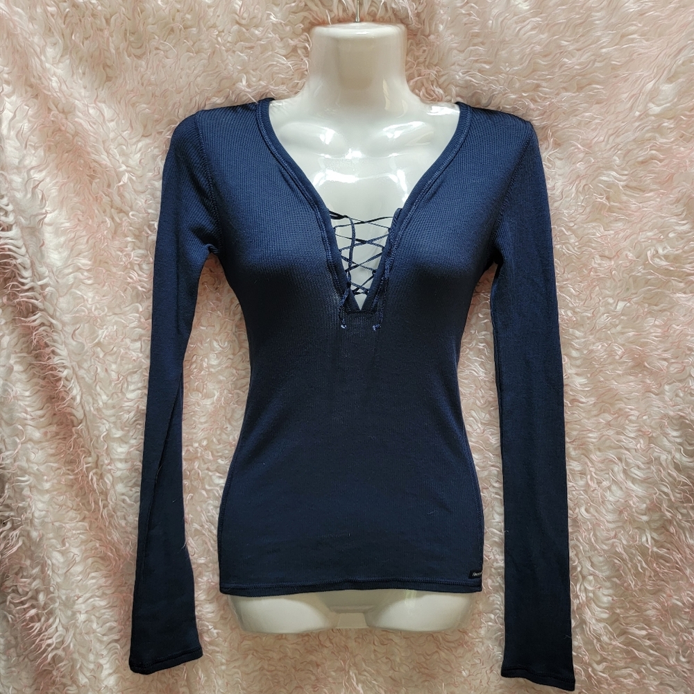 Abercrombie & Fitch Tie Up Top Navy sz S